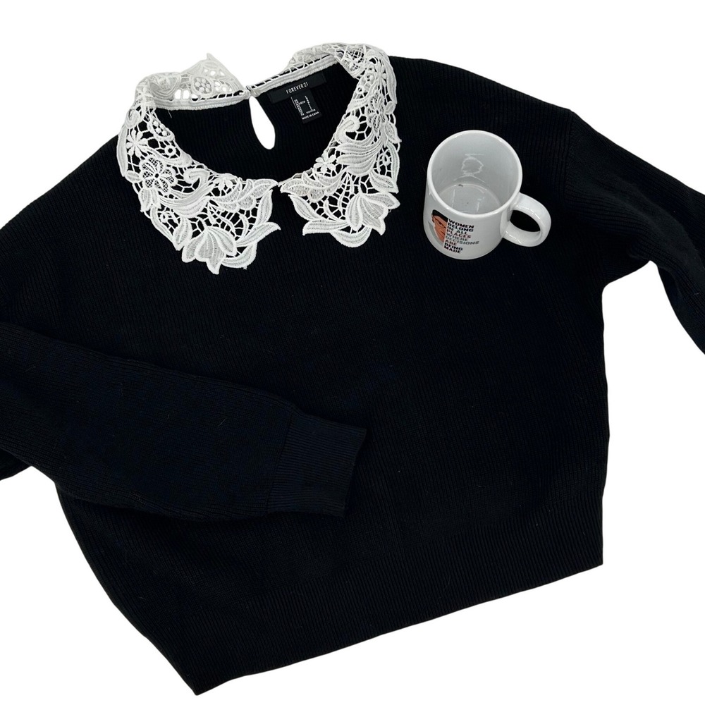Forever 21 Ruth Bader Ginsburg RBG Lace Collar Sweater & Mug Size Large